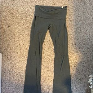 Gray fold over full length flare yoga pants